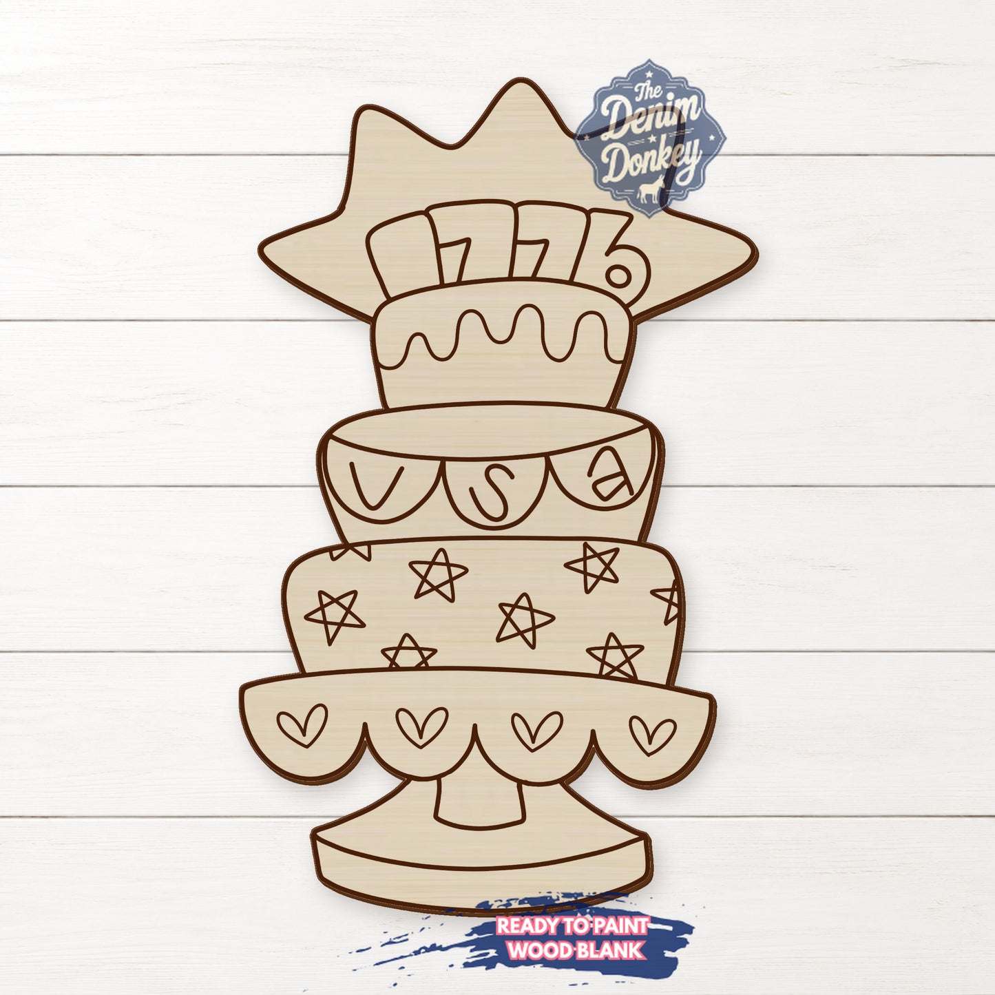 1776 Cake Unfinished Wood Blank