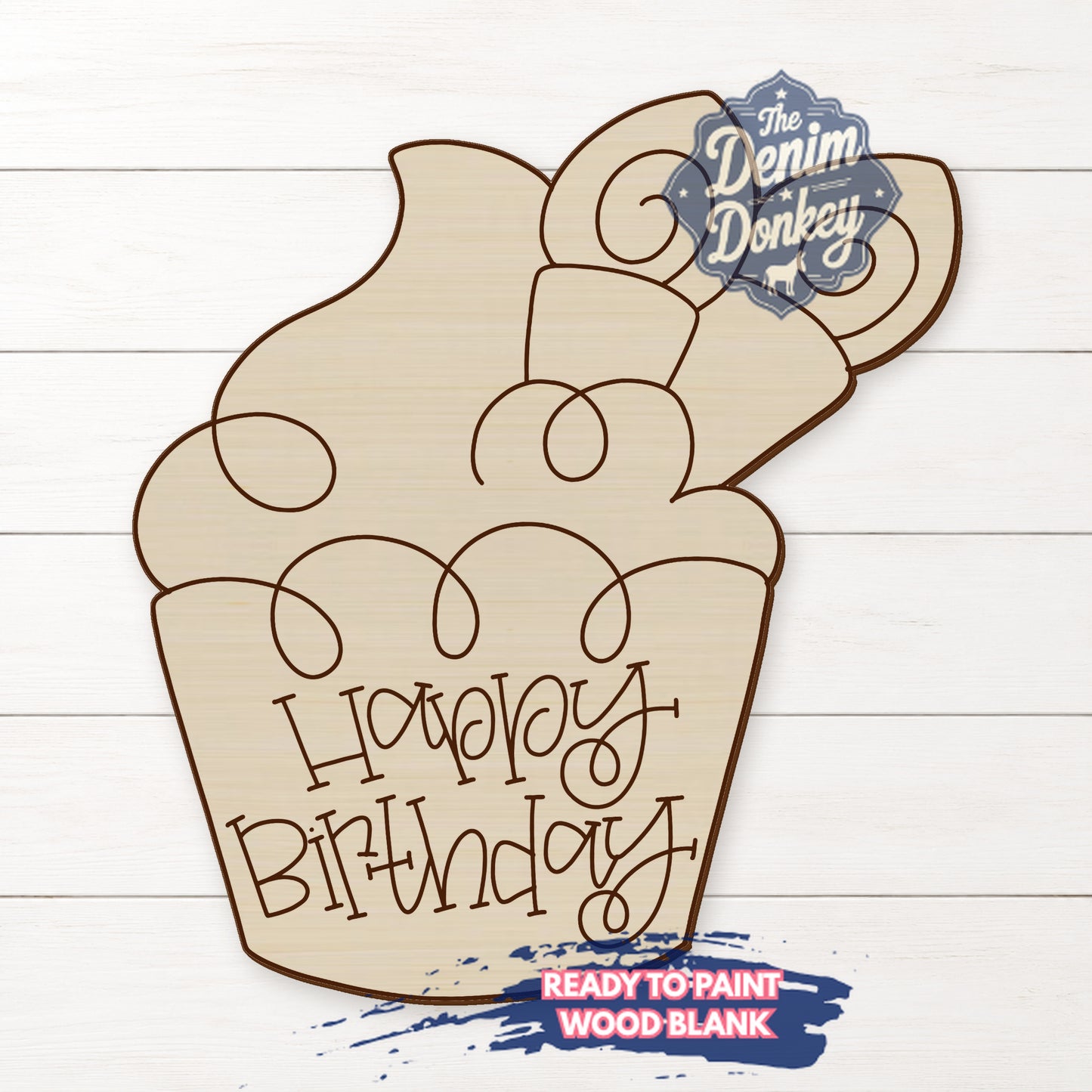 BDay Cupcake Unfinished Wood Blank