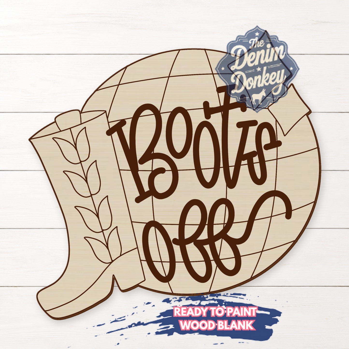 Boots Off Disco Ball Wood Blank