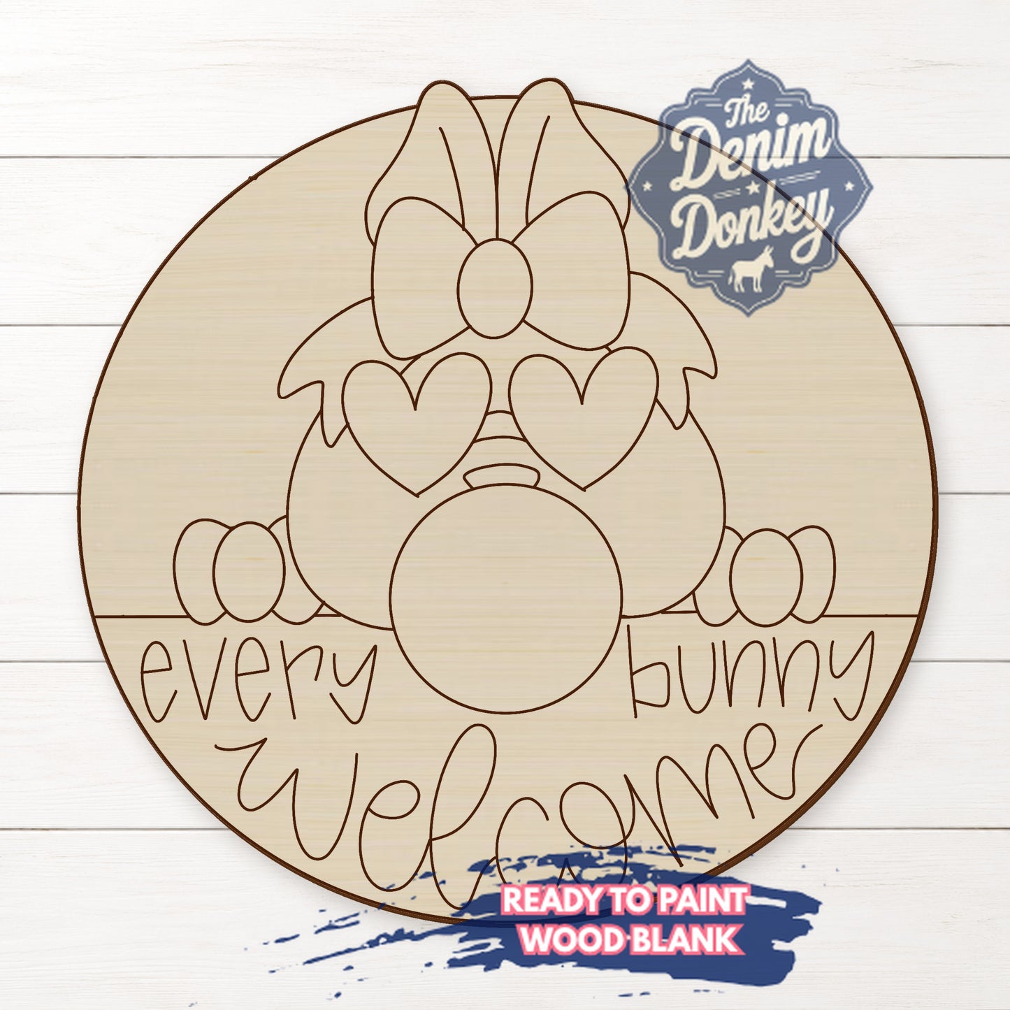Bubblegum Bunny Welcome Unfinished Wood Blank