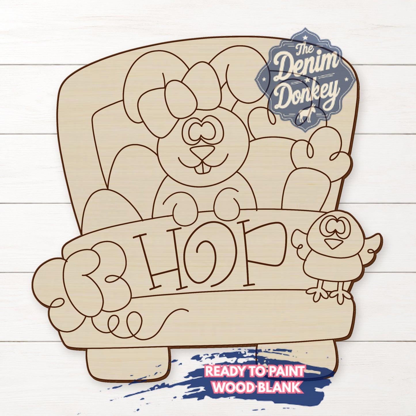 Easter Bunny Truck Hop Unfinished Wood Blank