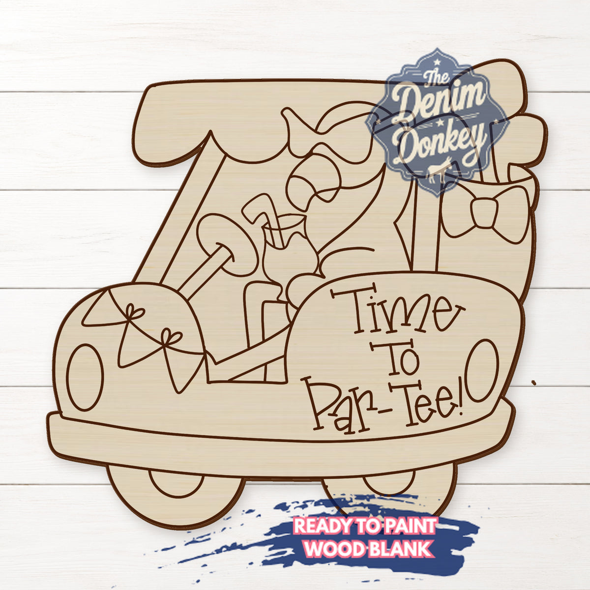 Flamingo Golf Cart Unfinished Wood Blank