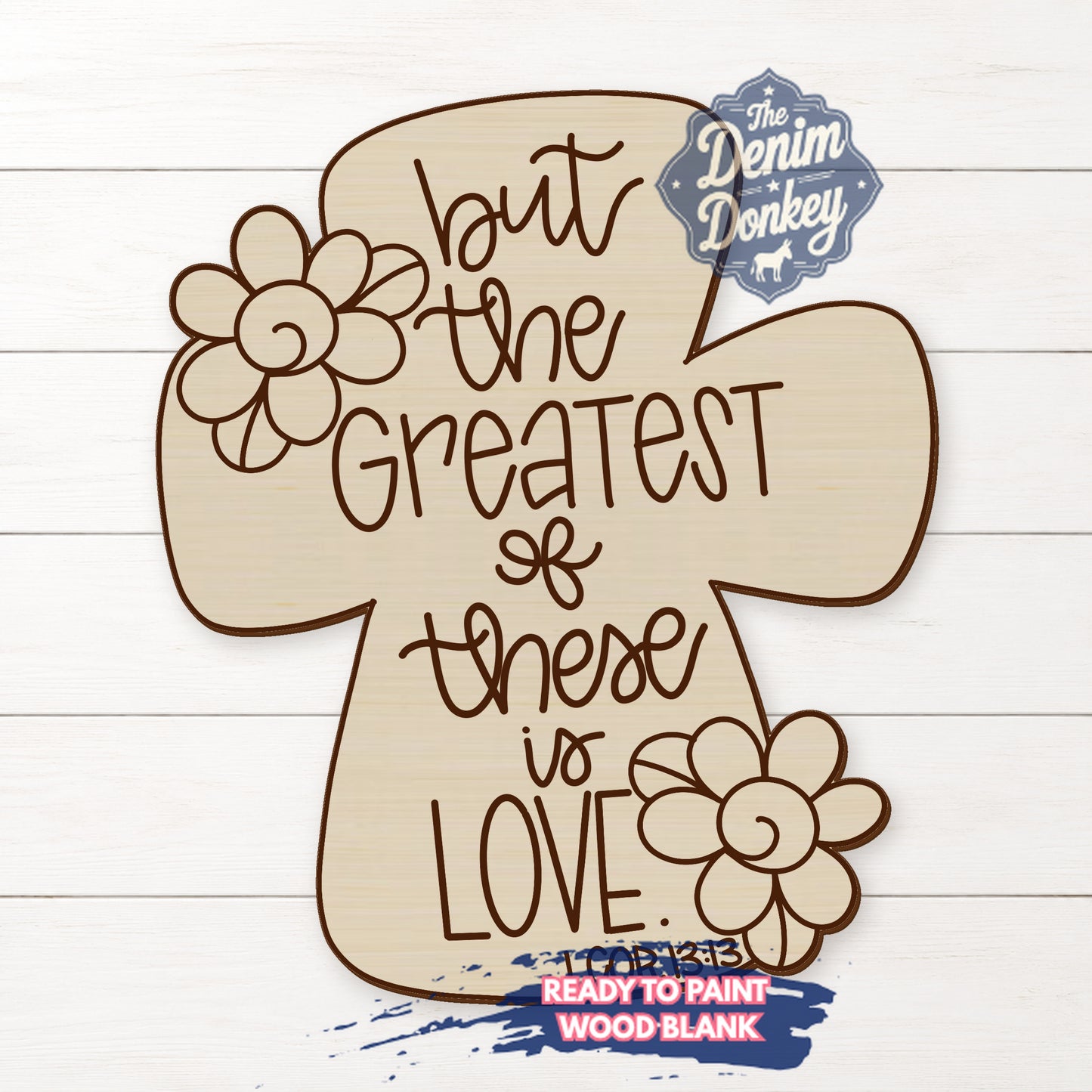 Greatest Love Cross Unfinished Wood Blank