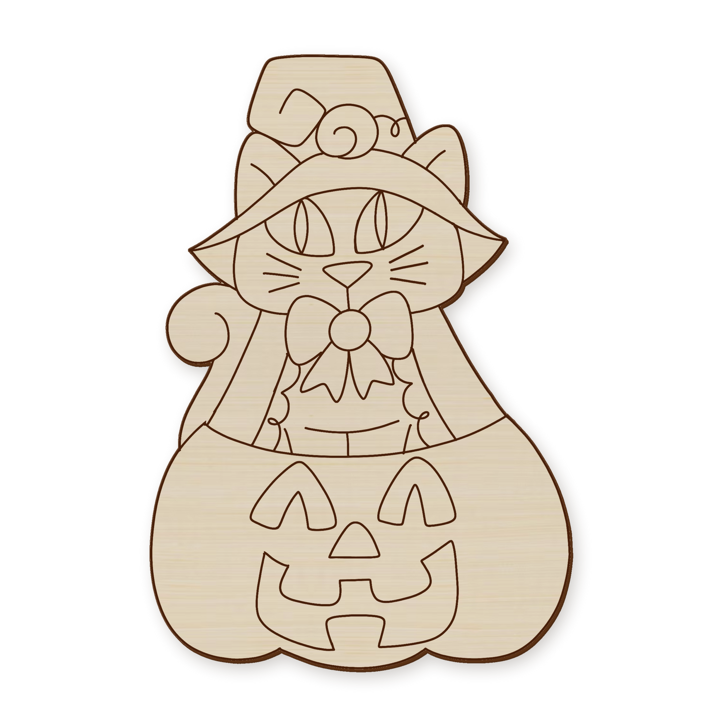 Halloween Cat Jack O Lantern Wood Blank