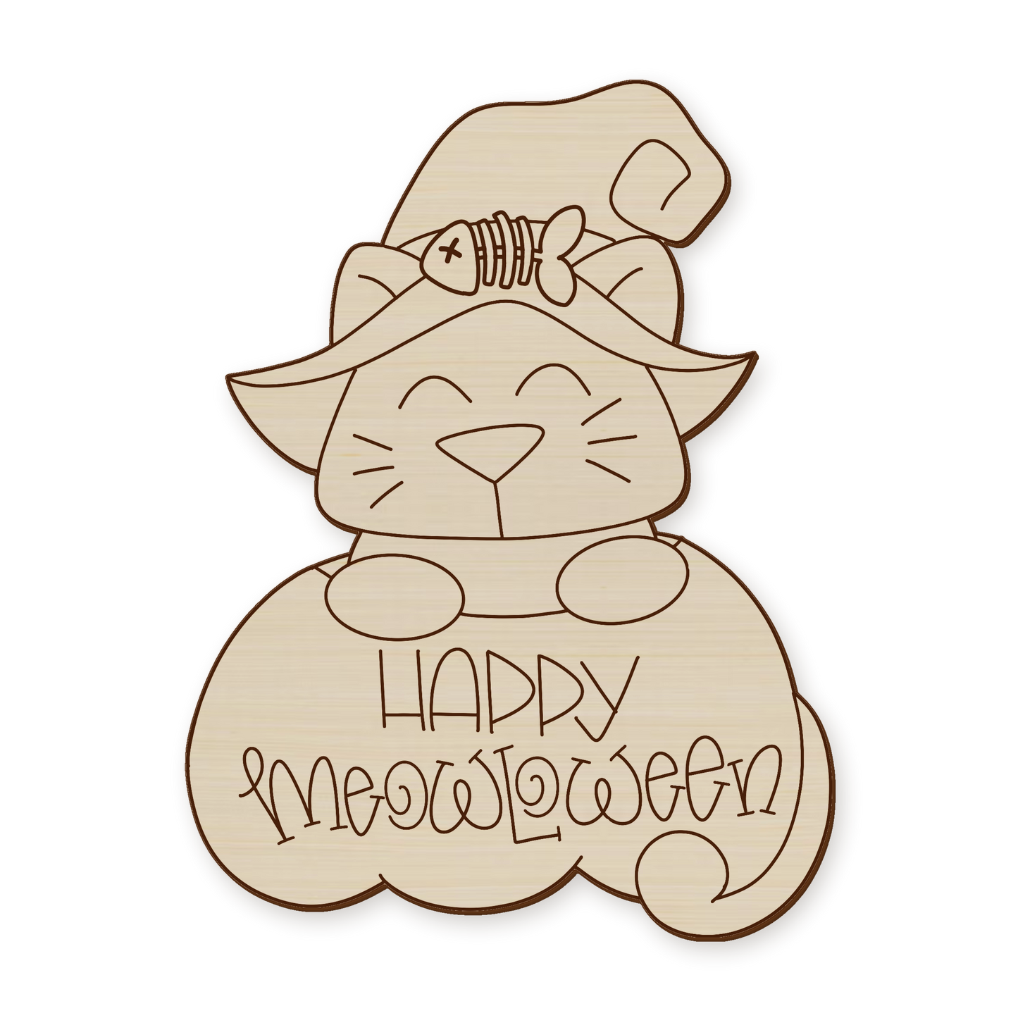 Halloween Cat Meow Wood Blank