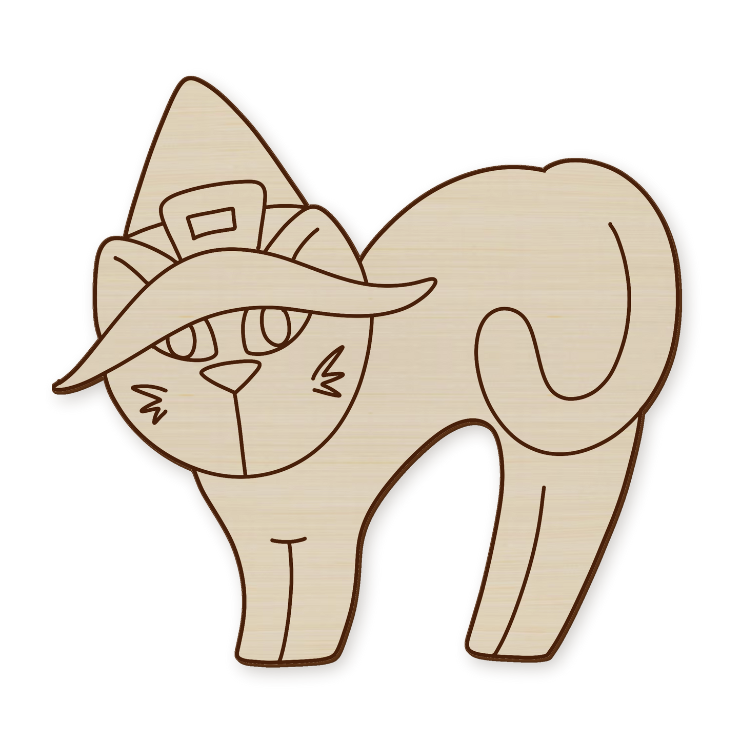 Halloween Cat Witch Wood Blank