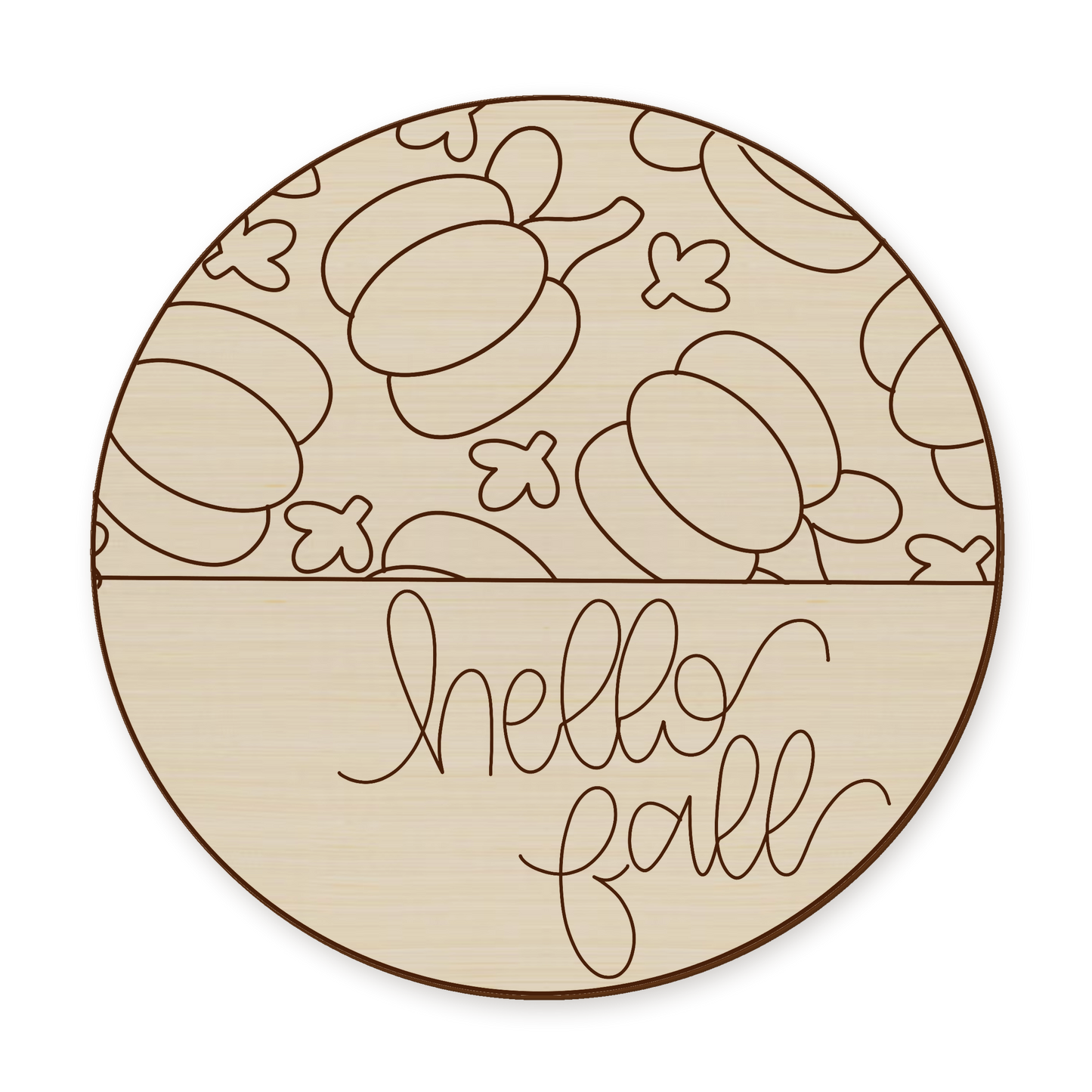 Hello Fall Round Wood Blank