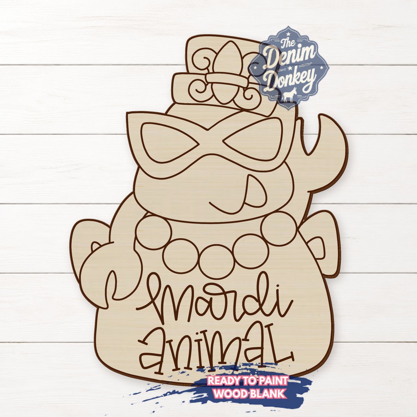 Mardi Animal Crawfish Unfinished Wood Blank