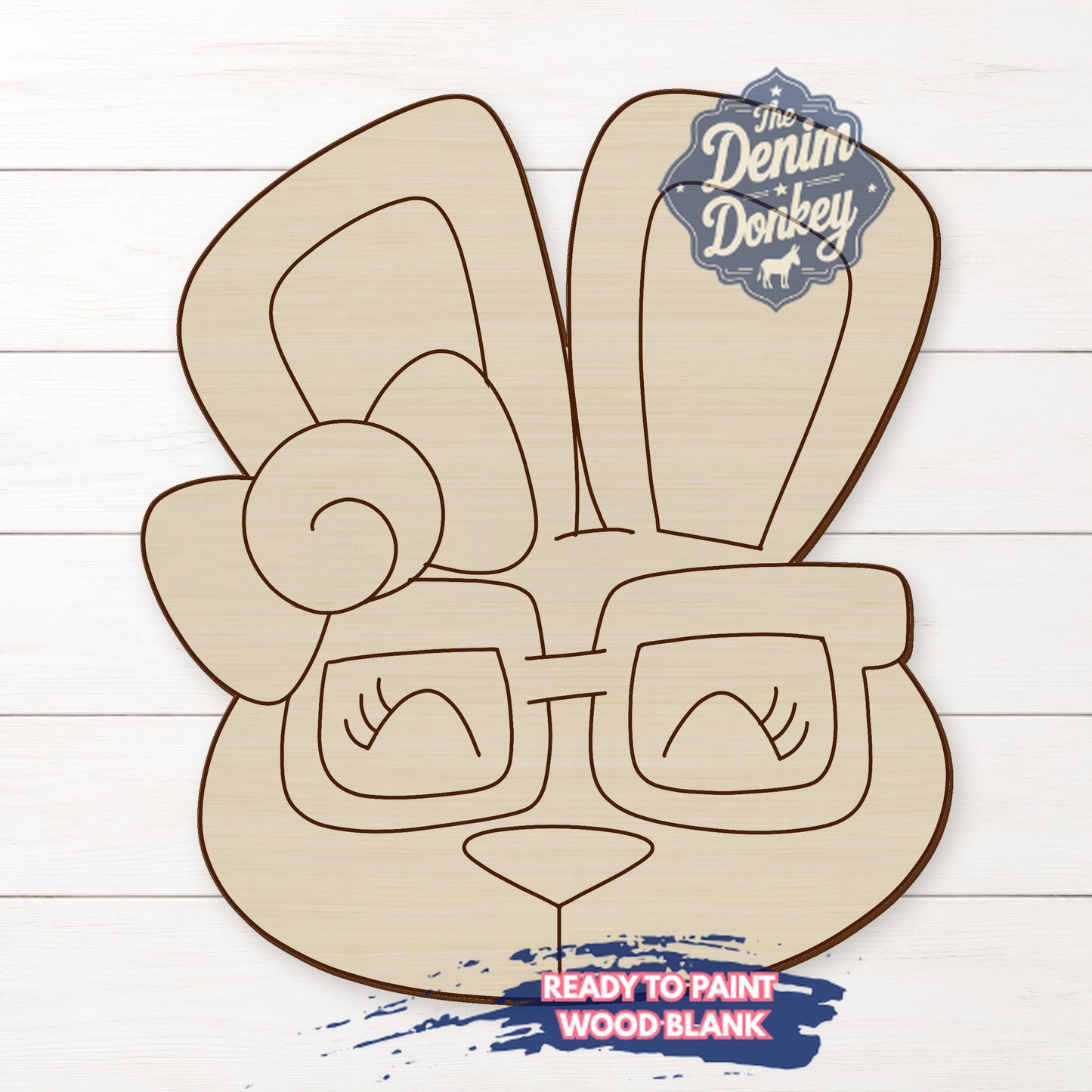 Nerdy Bunny Girl Unfinished Wood Blank