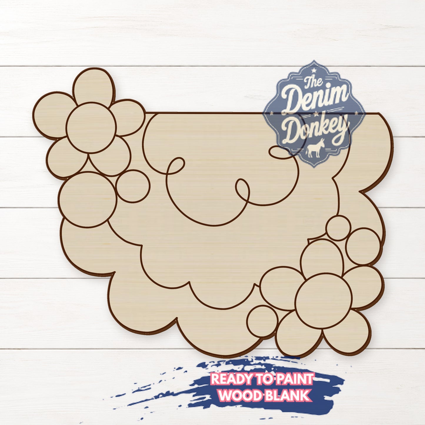 Patriot Floral Bunting Unfinished Wood Blank