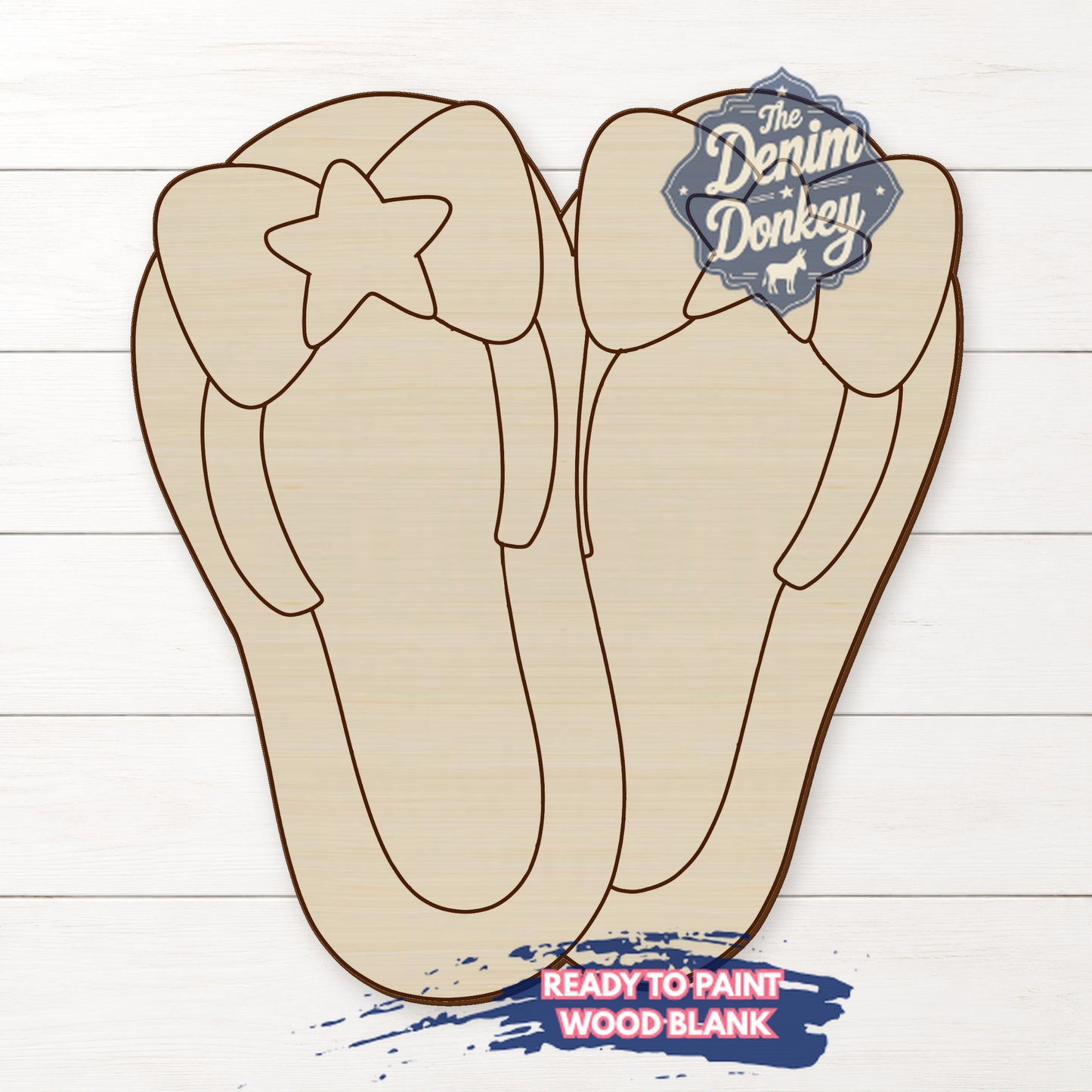 Patriotic Flip Flops Unfinished Wood Blank