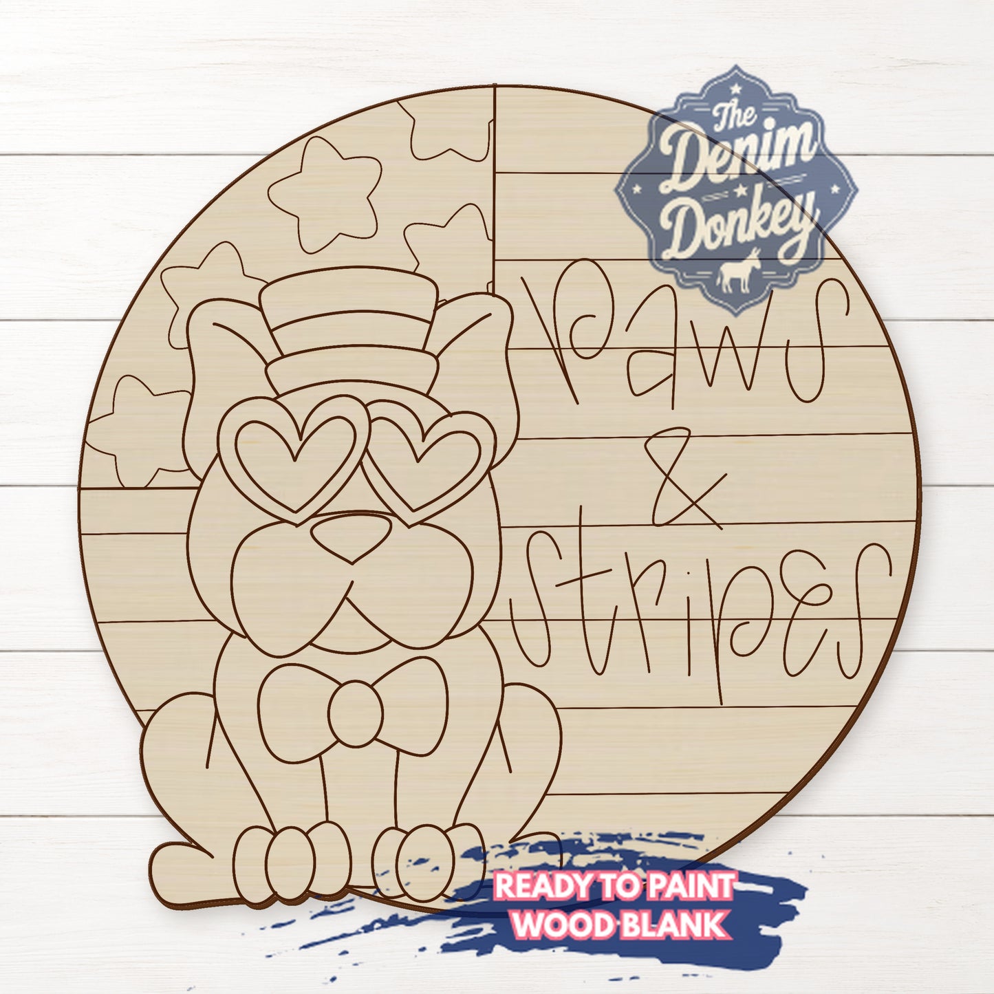 Paws And Stripes Unfinished Wood Blank