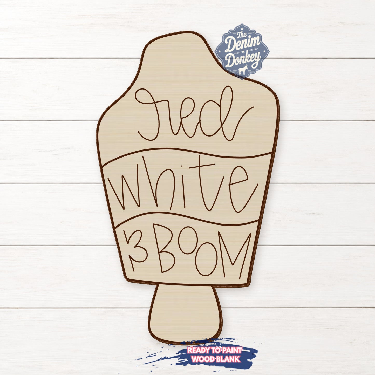 Red White Boom Unfinished Wood Blank