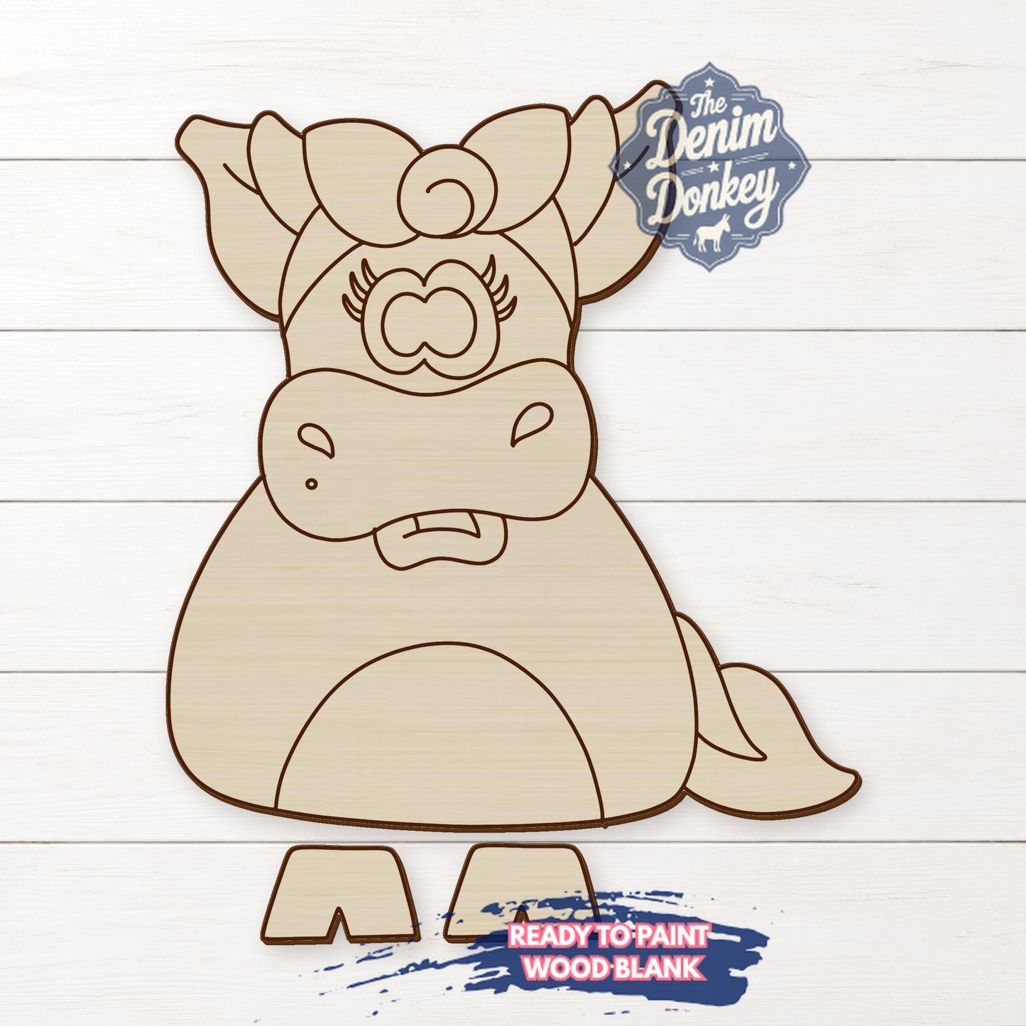 Ribbon Leg Cow Unfinished Wood Blank