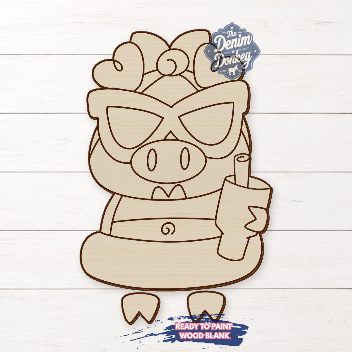 Ribbon Leg Pool Pig Unfinished Wood Blank