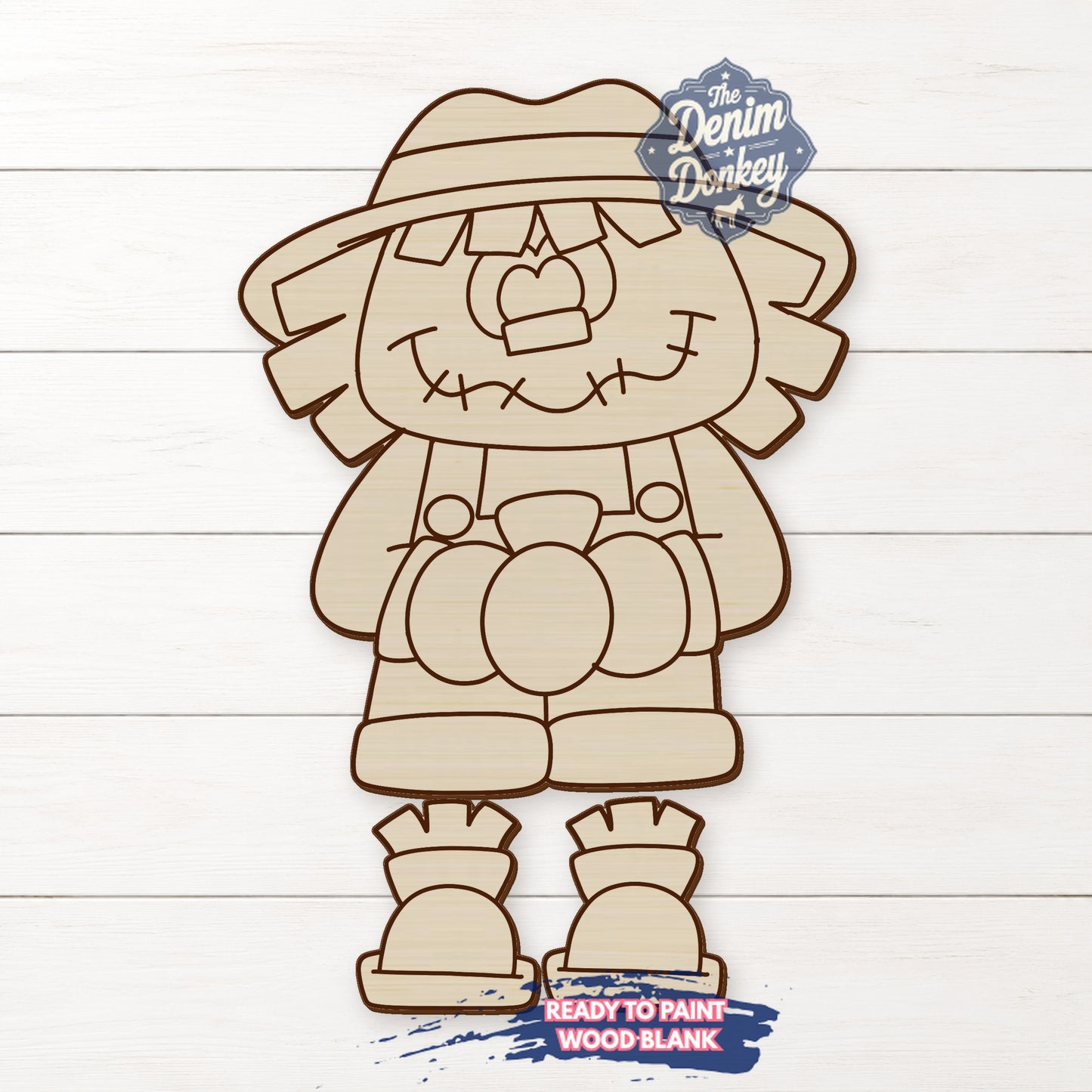 Ribbon Leg Scarecrow Boy Unfinished Wood Blank