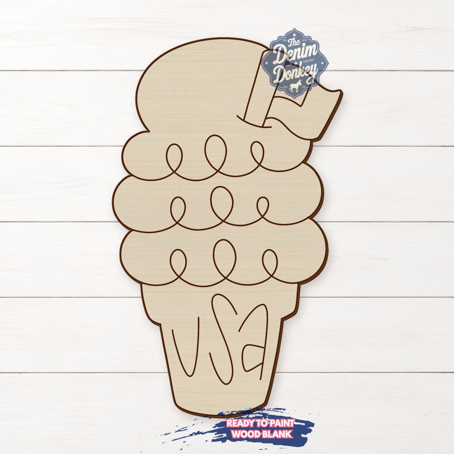 USAIce Cream Unfinished Wood Blank