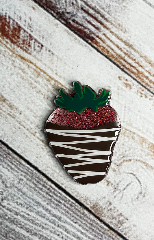 Chocolate Covered Strawberry Badge Reel