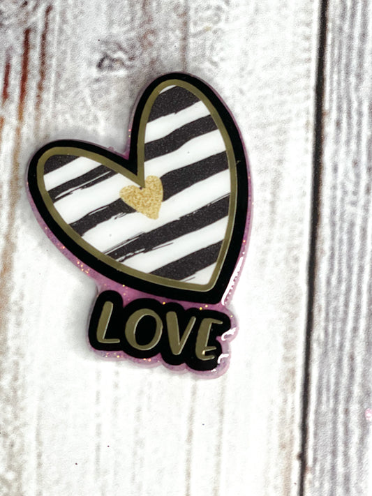 Love Heart - Gold and Stripes Badge Reel Cover
