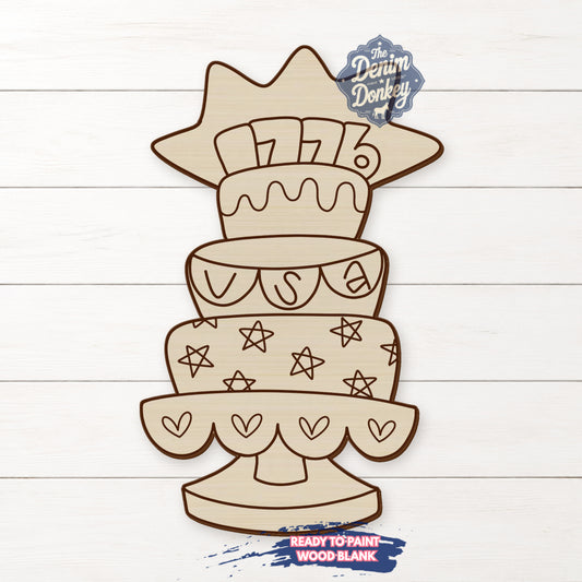 1776 Cake Unfinished Wood Blank