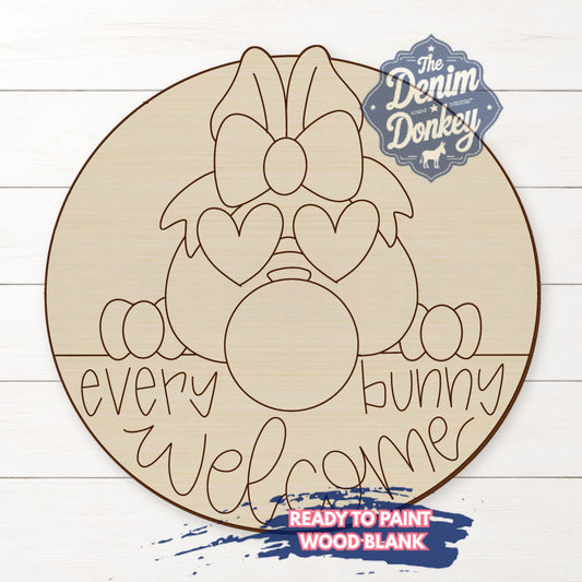 Bubblegum Bunny Welcome Unfinished Wood Blank