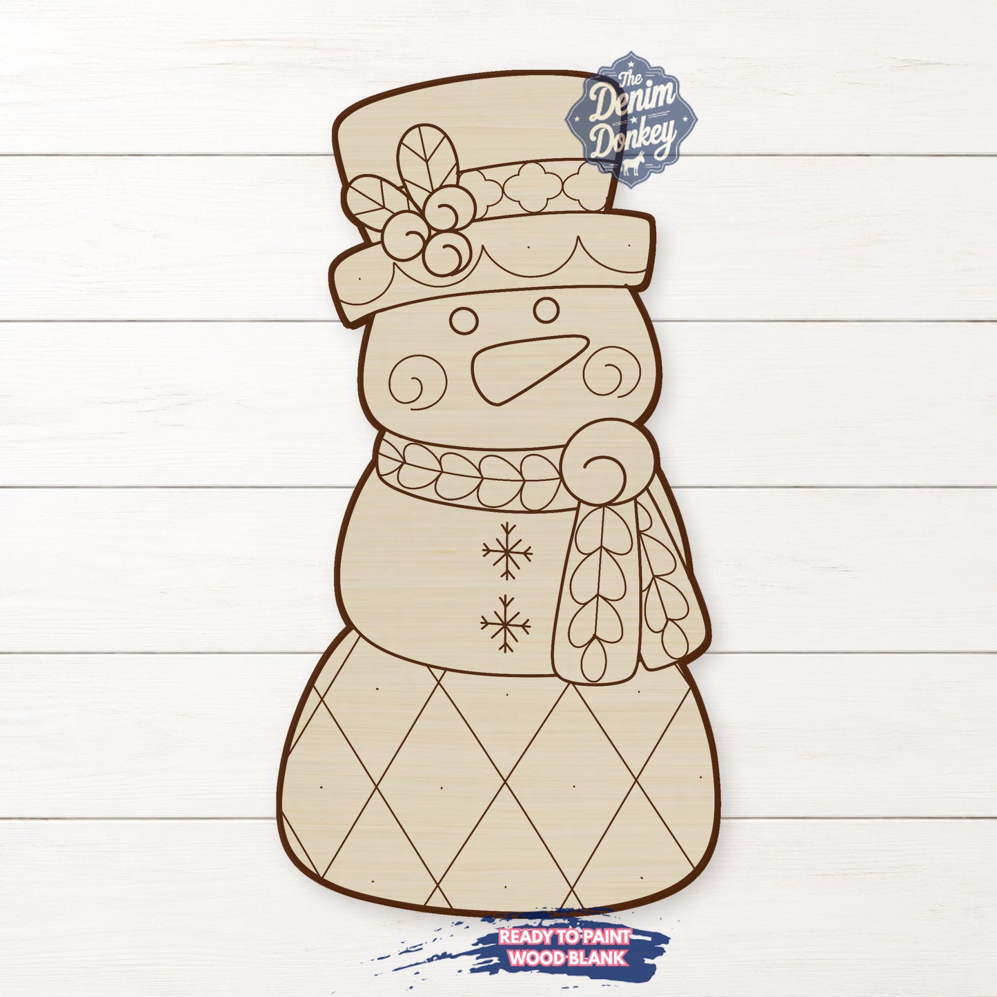 Chinoiserie Snowman Wood Blank
