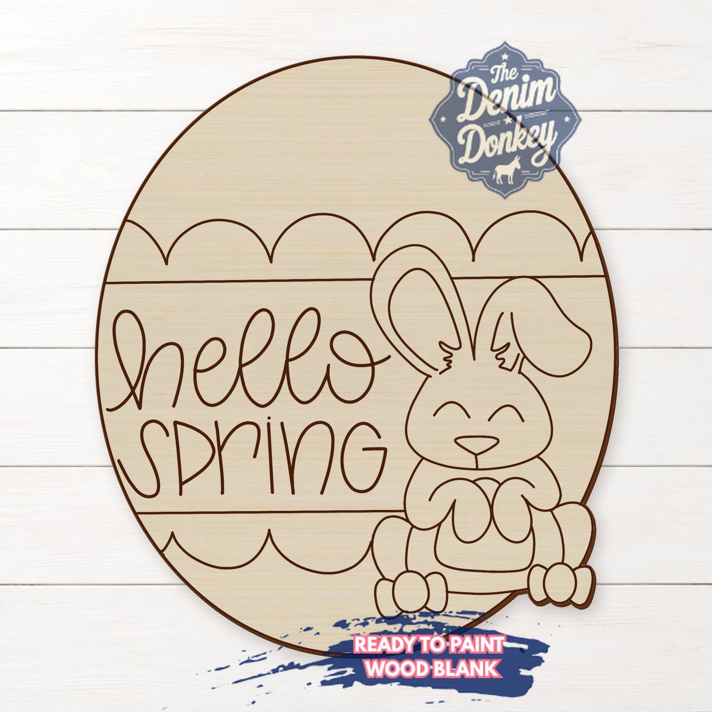 Easter Bunny Hello Spring Unfinished Wood Blank