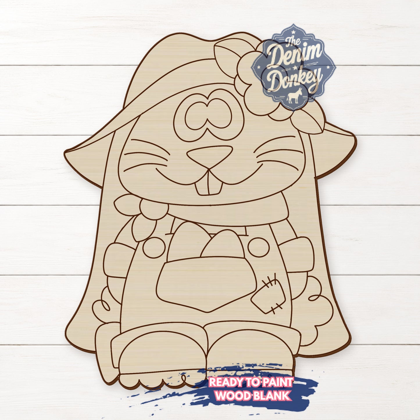 Easter Bunny Overall Unfinished Wood Blank