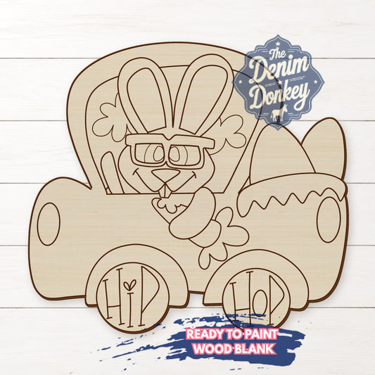 Easter Bunny Truck Unfinished Wood Blank