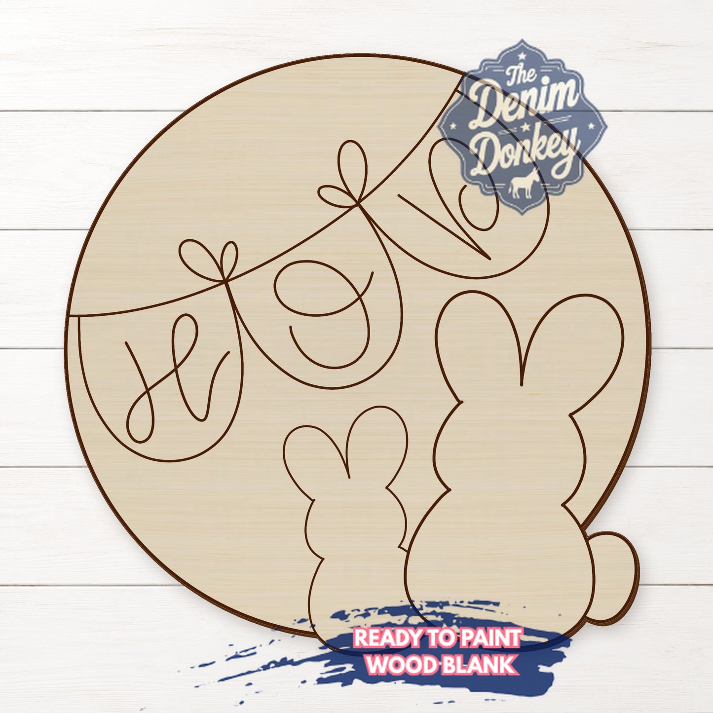 Easter Hop Round Unfinished Wood Blank