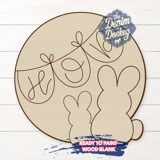 Easter Hop Round Unfinished Wood Blank