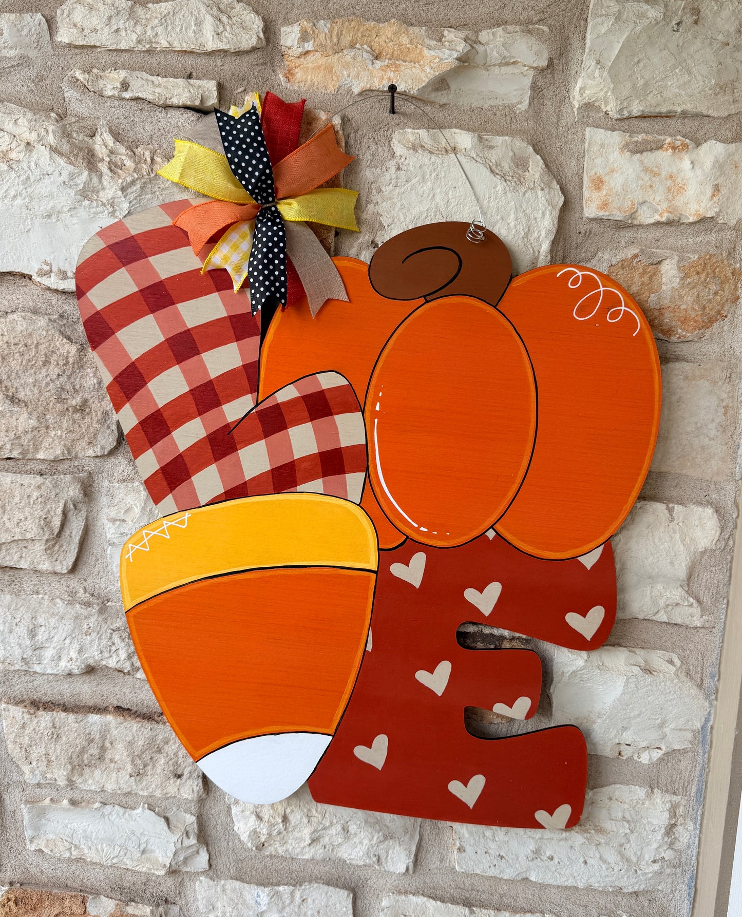 Ready to Ship - Painted Love Candy Corn Door Hanger