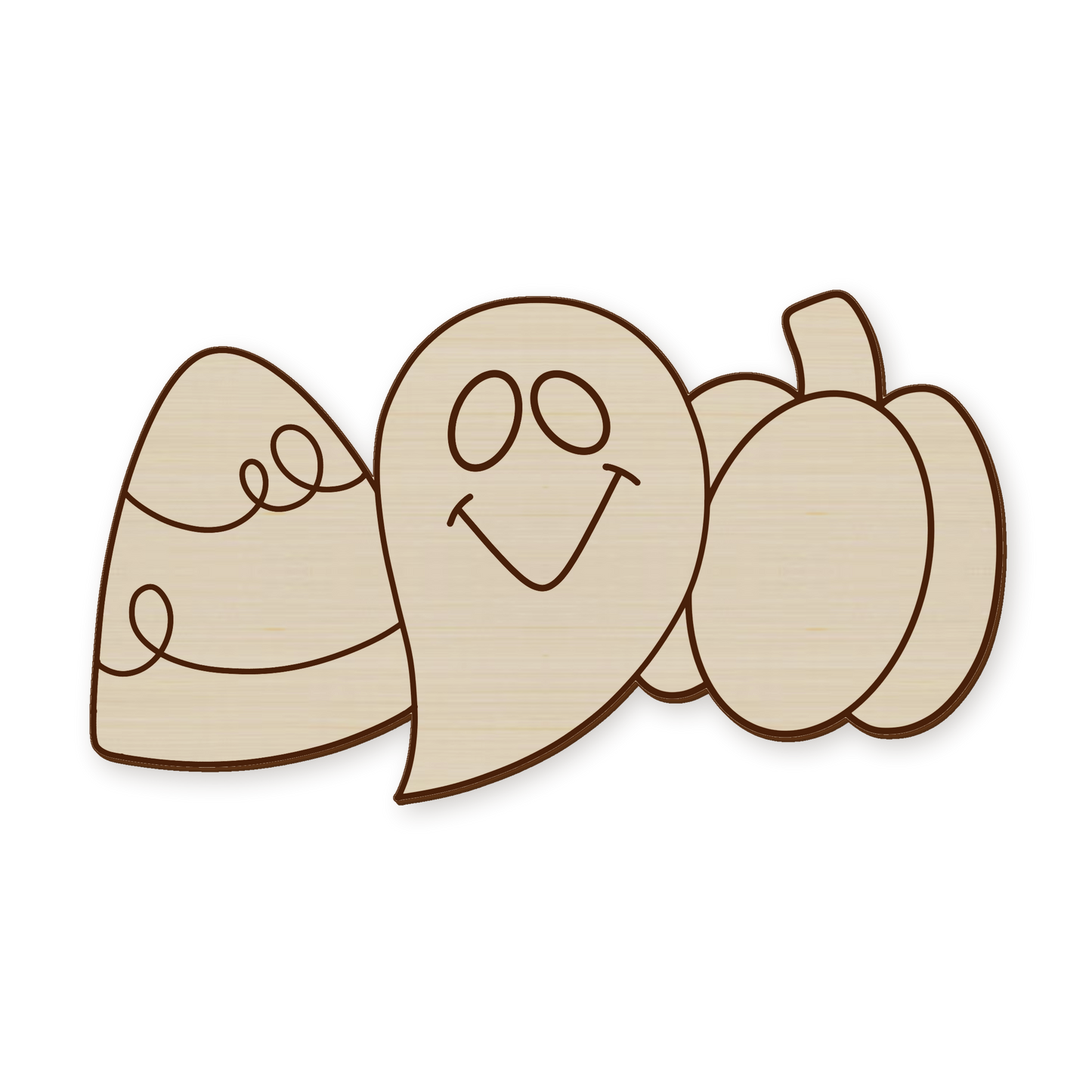 Ghost Pumpkin Candy Corn Wood Blank