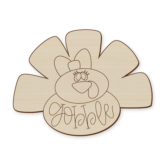 Girl Turkey Gobble Wood Blank