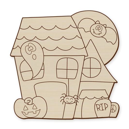 Haunted House Ghost Bat Wood Blank