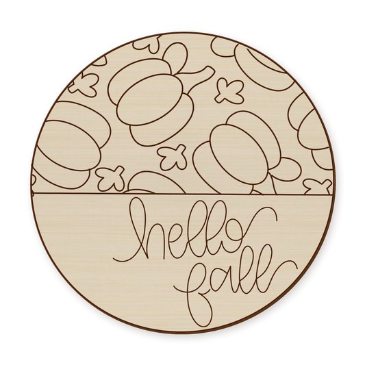 Hello Fall Round Wood Blank