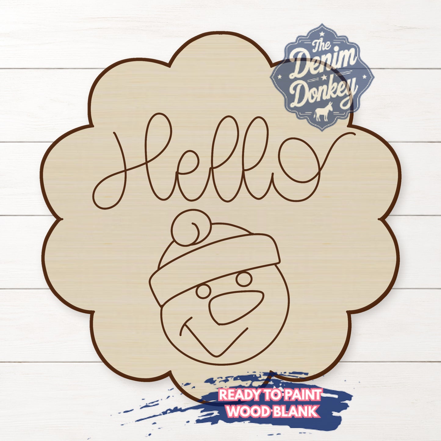 Hello Snowman Wood Blank