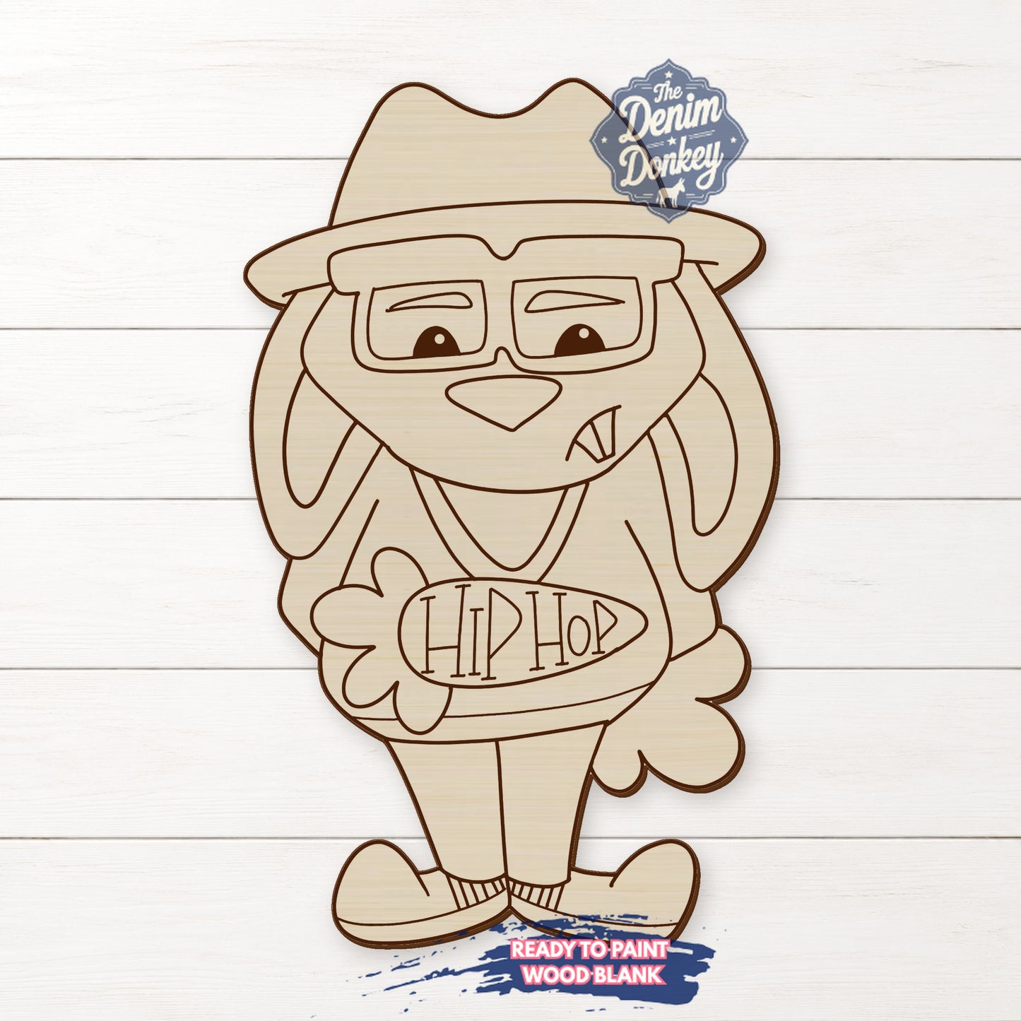 Hip Hop Easter Bunny Unfinished Wood Blank