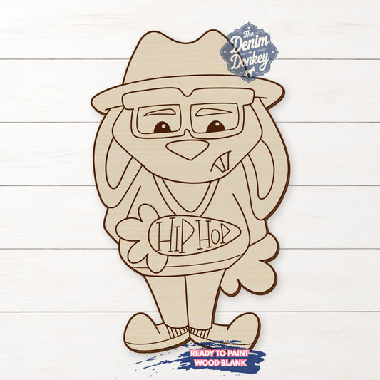 Hip Hop Easter Bunny Unfinished Wood Blank