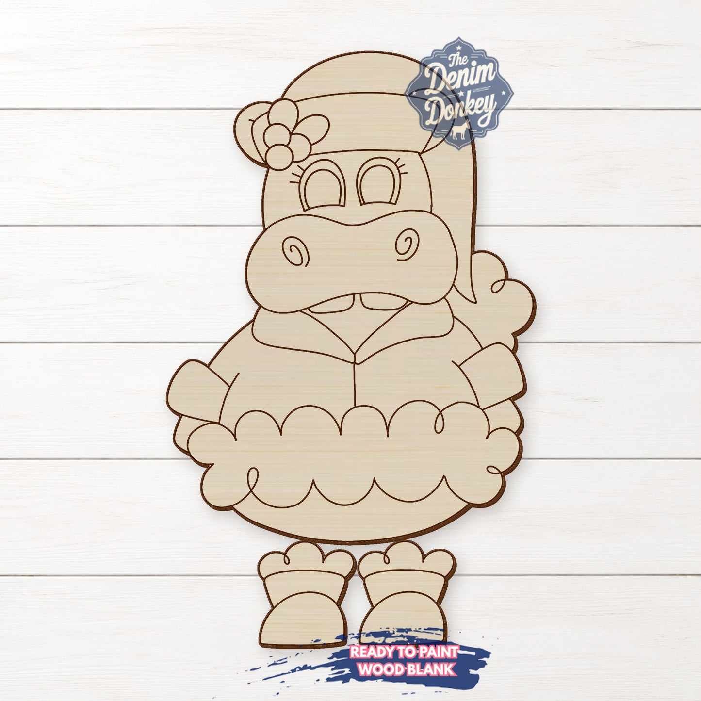 Holiday Hippo Unfinished Wood Blank