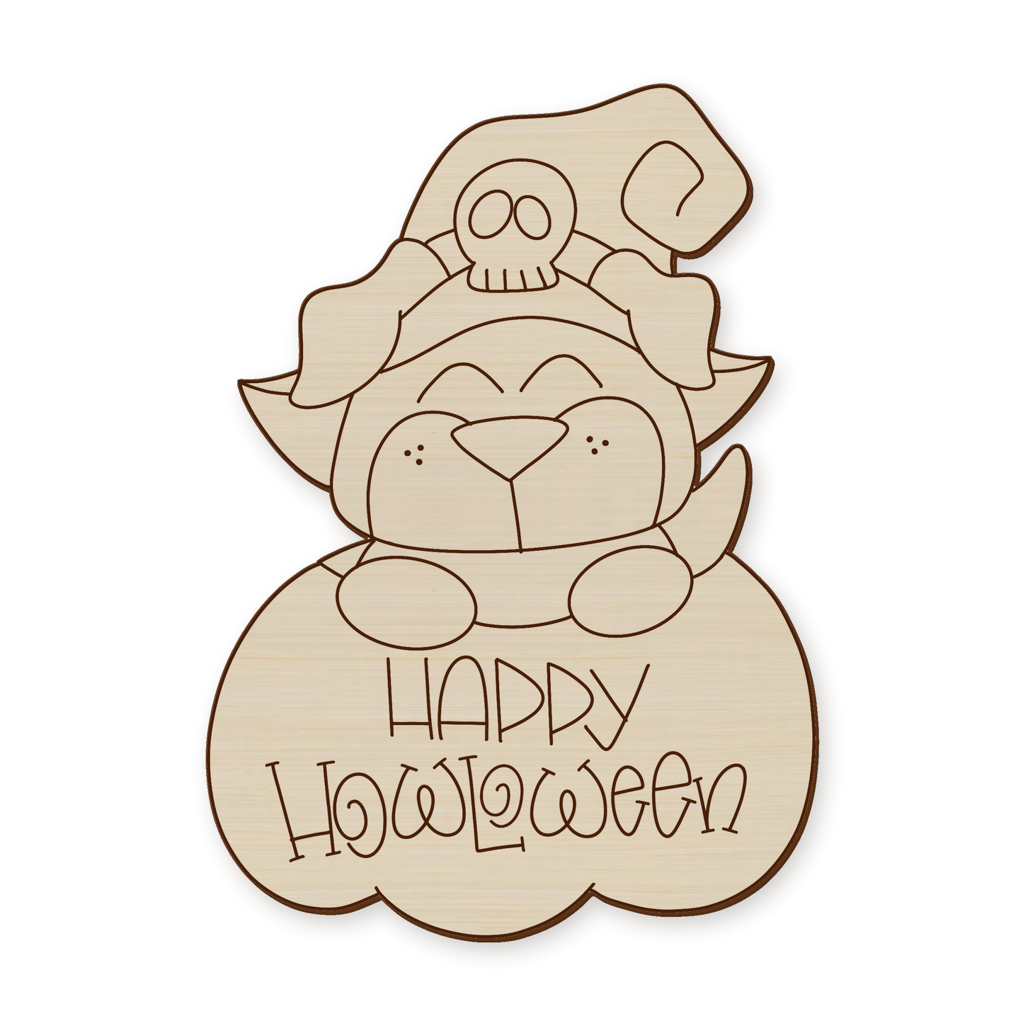 Howloween Pumpkin Dog Wood Blank