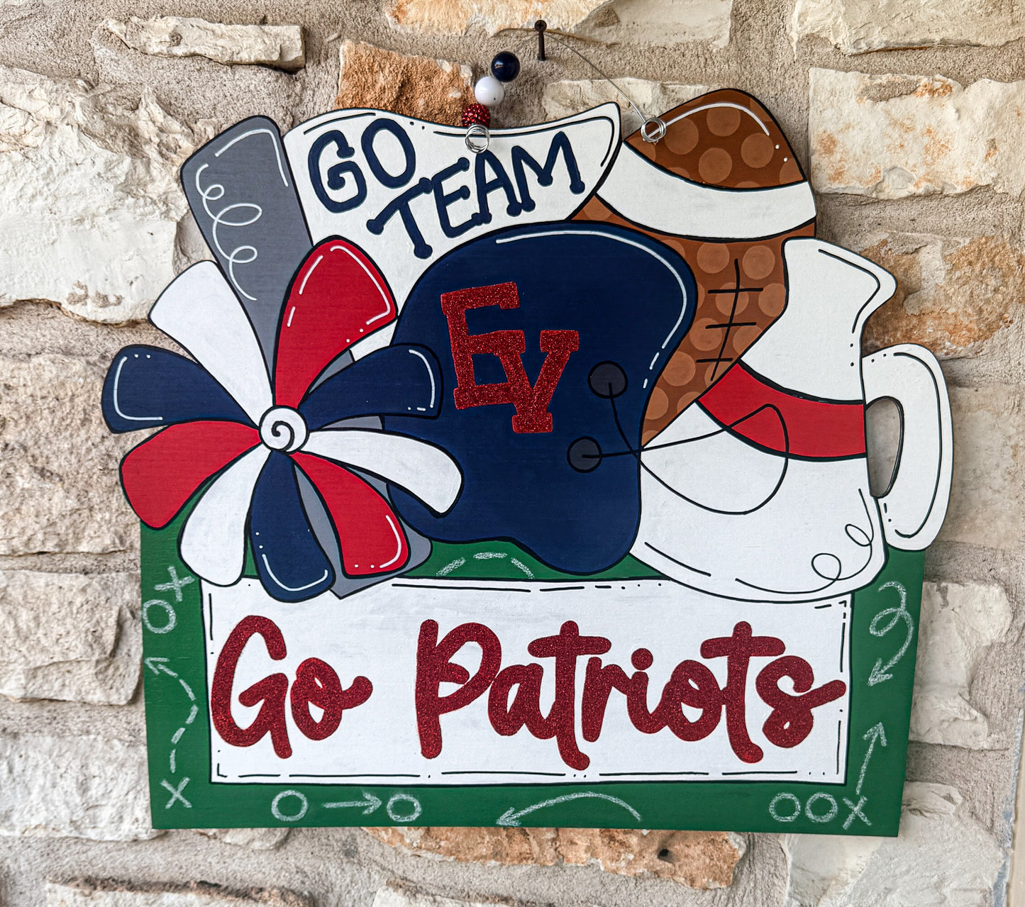 Ready to Ship - Painted EV Patriots Door Hanger