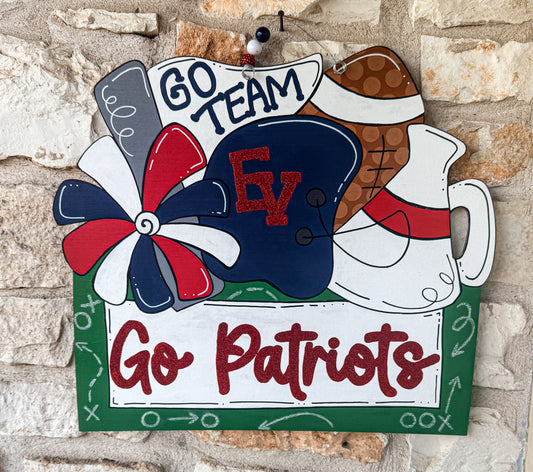 Ready to Ship - Painted EV Patriots Door Hanger