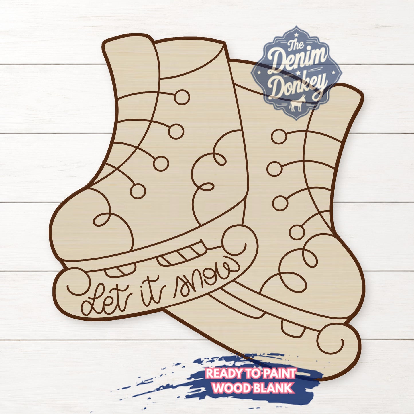 Ice Skates Wood Blank