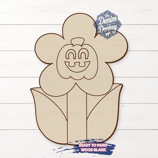 Jack O Lantern Flower Wood Blank