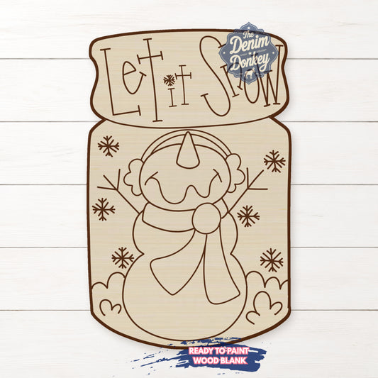 Let It Snow Mason Jar Wood Blank