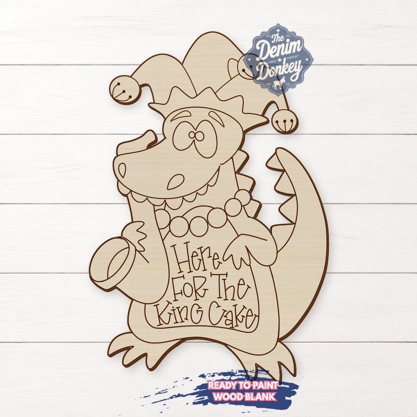 Mardi Gras Gator Unfinished Wood Blank