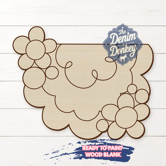 Patriot Floral Bunting Unfinished Wood Blank