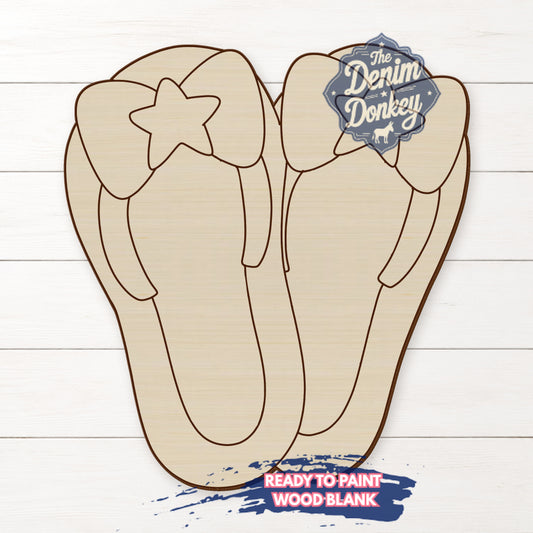 Patriotic Flip Flops Unfinished Wood Blank