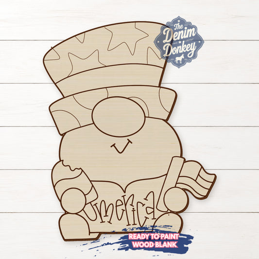 Patriotic Gnome Unfinished Wood Blank